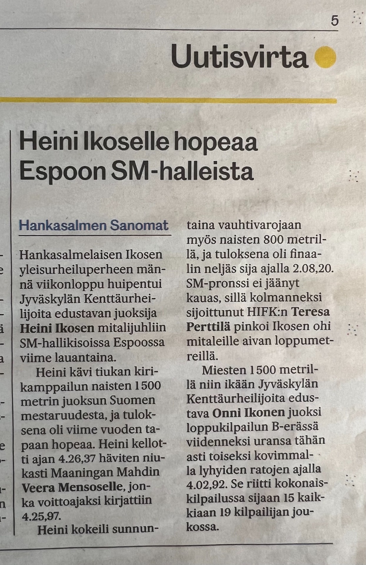 Hankasalmen Sanomat 5.3.2026